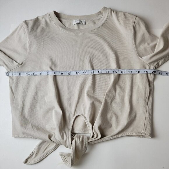 Aritzia Babaton Headline Long Sleeve Tie Front Cotton Beige S - Picture 8 of 11